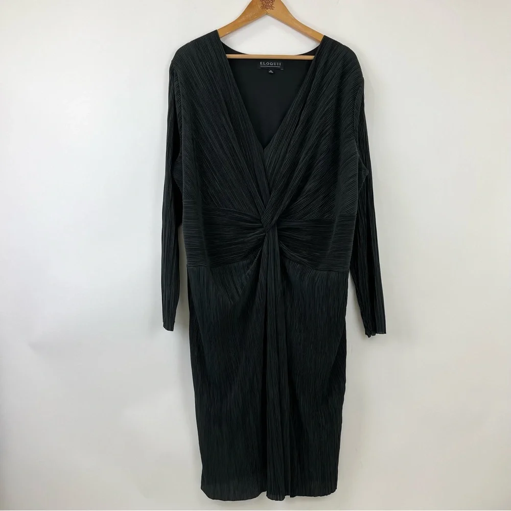 ELOQUII Twisted Knot Front Plisse Dress Size 22 - Picture 3 of 13